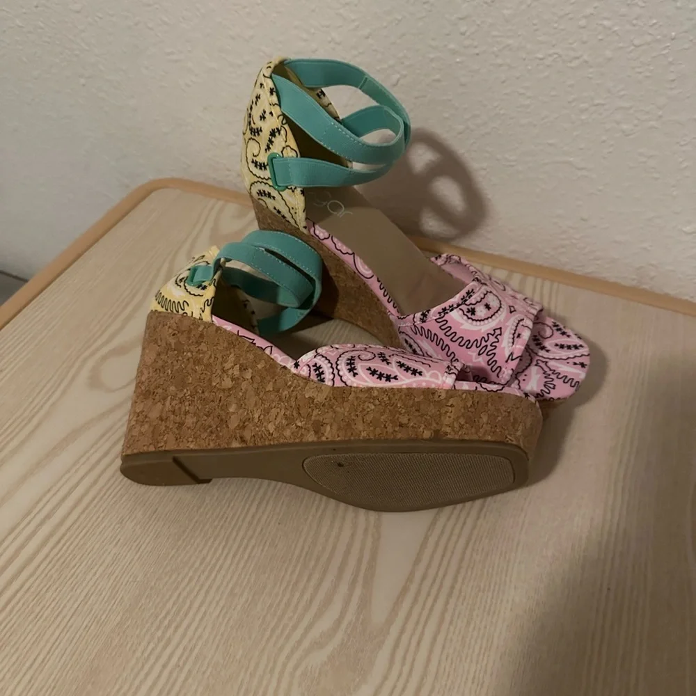 Sugar Pink and Teal Platform Sandals